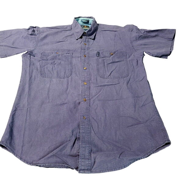 Chaps Ralph Lauren Button Up Mens Shirt Blue Size Medium Cotton Blend Pockets - Picture 1 of 12